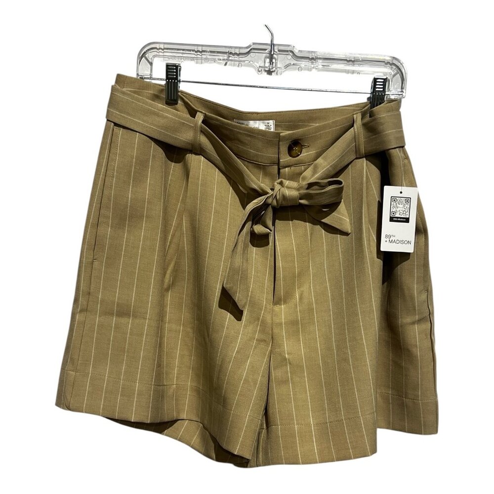 89th + Madison Shorts Women’s Khaki White Pin Stripe Boho Beach High Waist